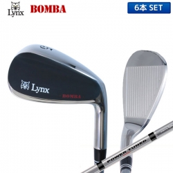 【ブラックカラー】リンクス ゴルフ ボンバ アイアンセット 6本組(5-P) POWERTUNED カーボンシャフト LYNX BOMBA 幅広ソール【あすアト】